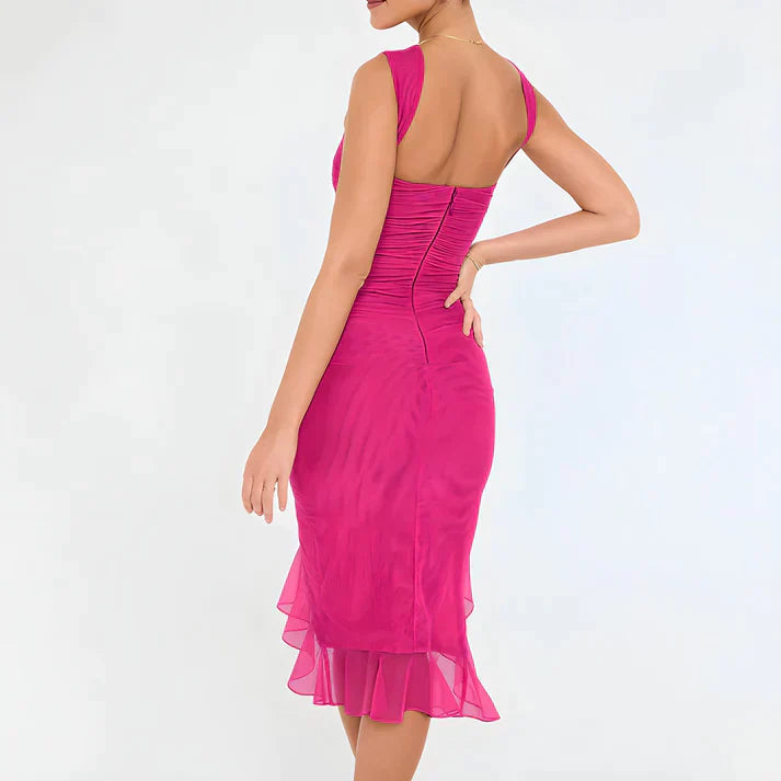 WW - Elegantes Bodycon-Kleid mit Rüschen