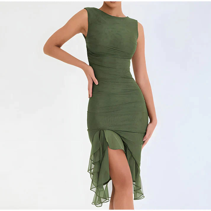 WW - Elegantes Bodycon-Kleid mit Rüschen