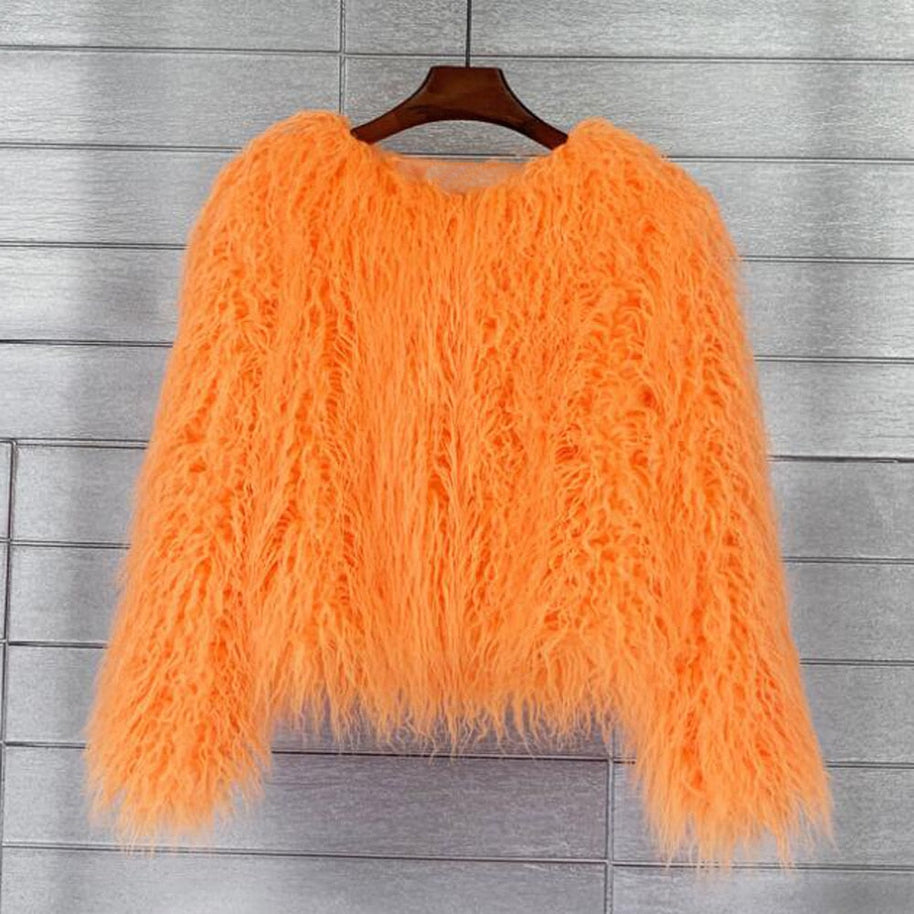 WW Mantel für Damen, dicker, warmer Kunstpelzmantel