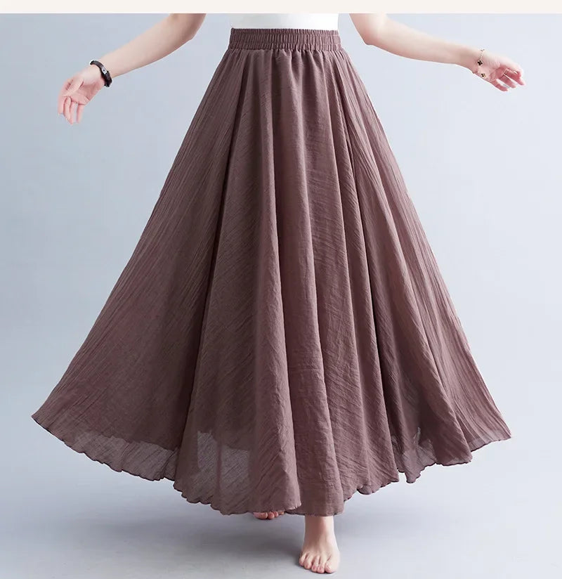 WW | Mode Baumwolle Leinen Kleidung Frauen Röcke Maxi Y2K Elegant Strand Saia Ropa Mujer Lässiges Kleid Boho Lange Röcke Faldas Harajuku