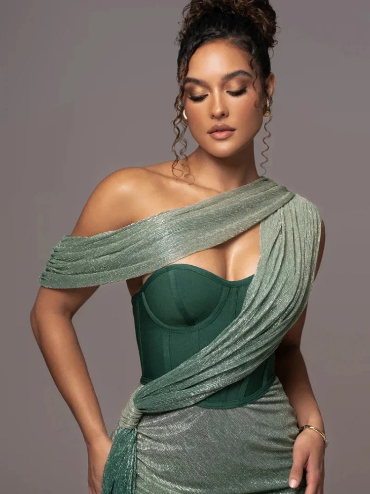 WW | Glitzer Rückenfrei Abend Maxi Kleid