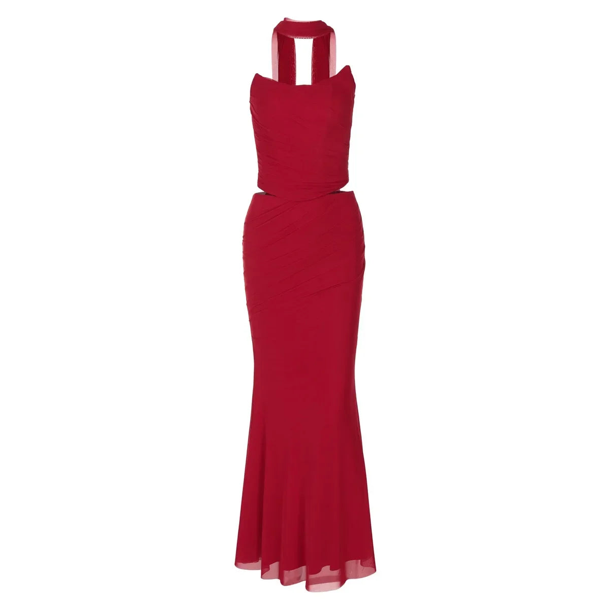 WW | Elegante Frauen 2 Teiliges Kleid Set Strapless Bodycon Crop Top und Maxi Rock Set Formelles Hochzeitsgast Festkleid