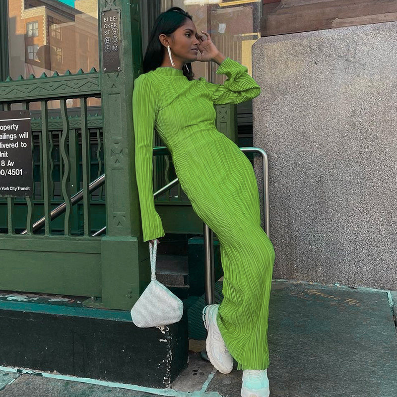 WW - Enganpassendes Midi-Kleid mit langen Ärmeln für Frauen