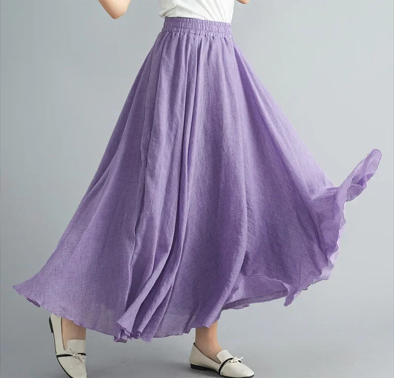 WW | Mode Baumwolle Leinen Kleidung Frauen Röcke Maxi Y2K Elegant Strand Saia Ropa Mujer Lässiges Kleid Boho Lange Röcke Faldas Harajuku