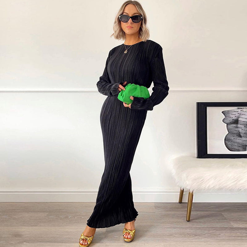 WW - Enganpassendes Midi-Kleid mit langen Ärmeln für Frauen