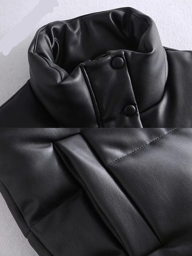 WW Lederjacken für Damen | Elegante Stehkragen Westen | Modische Reißverschlussjacken