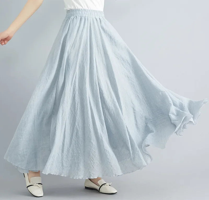 WW | Mode Baumwolle Leinen Kleidung Frauen Röcke Maxi Y2K Elegant Strand Saia Ropa Mujer Lässiges Kleid Boho Lange Röcke Faldas Harajuku