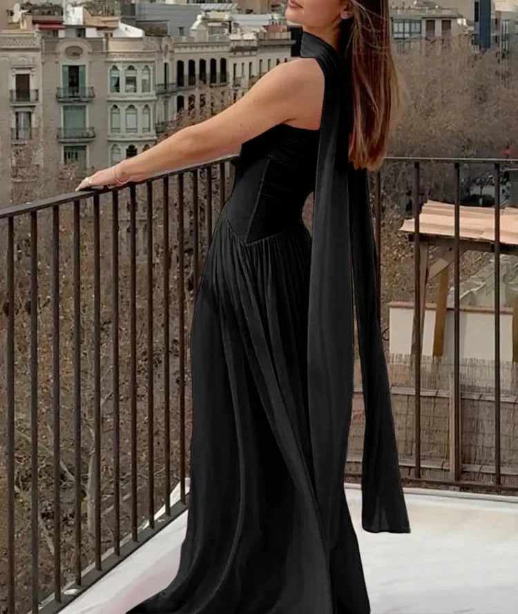 WW | Patchwork Maxi Kleid Schal Rückenfrei Strapless Rüschen Bankett