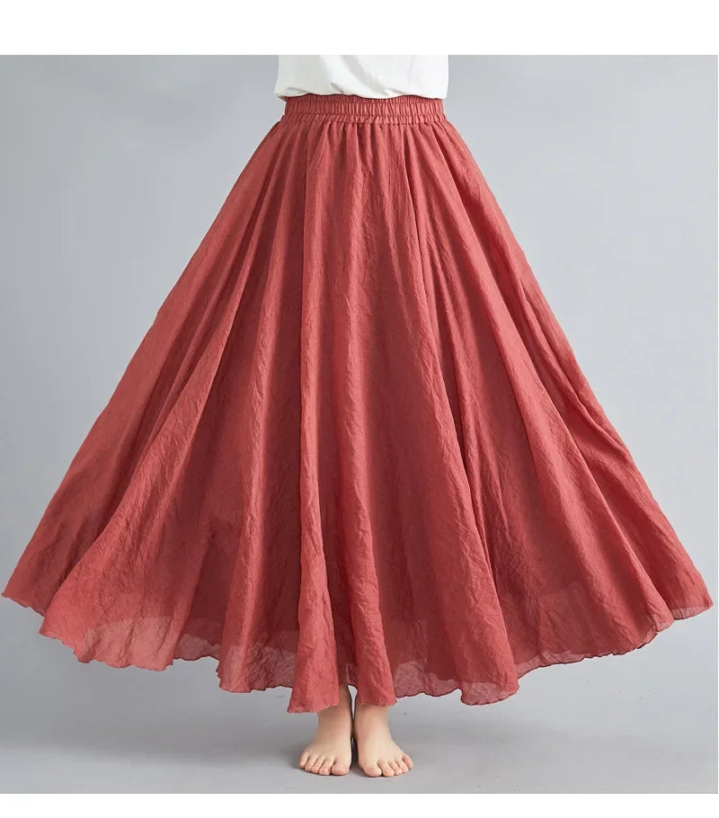 WW | Mode Baumwolle Leinen Kleidung Frauen Röcke Maxi Y2K Elegant Strand Saia Ropa Mujer Lässiges Kleid Boho Lange Röcke Faldas Harajuku