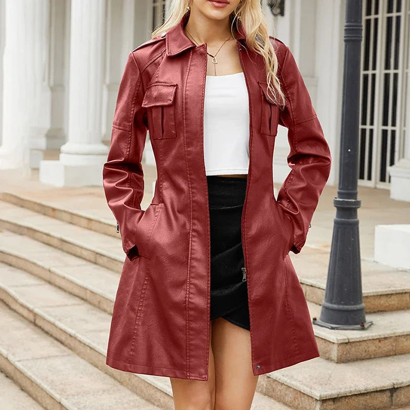 Slim-Jacke aus Kunstleder
