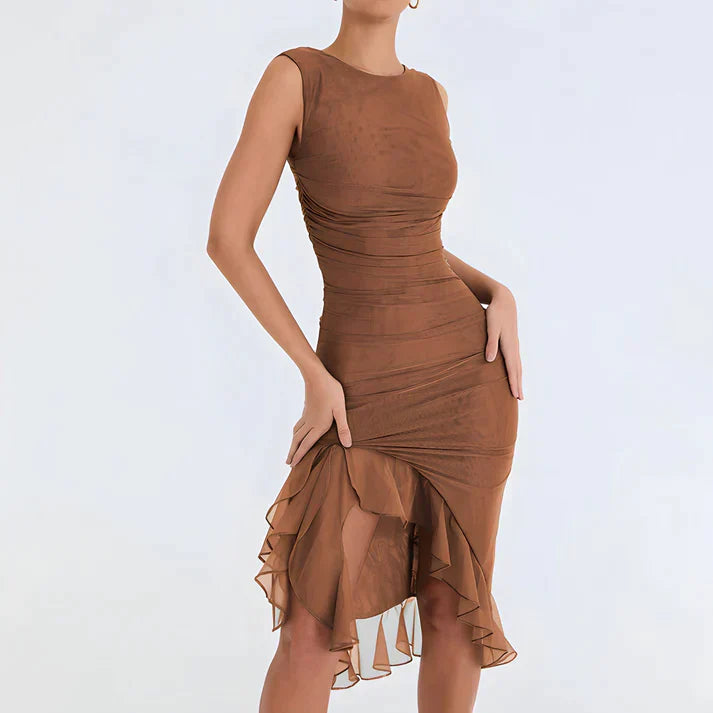 WW - Elegantes Bodycon-Kleid mit Rüschen
