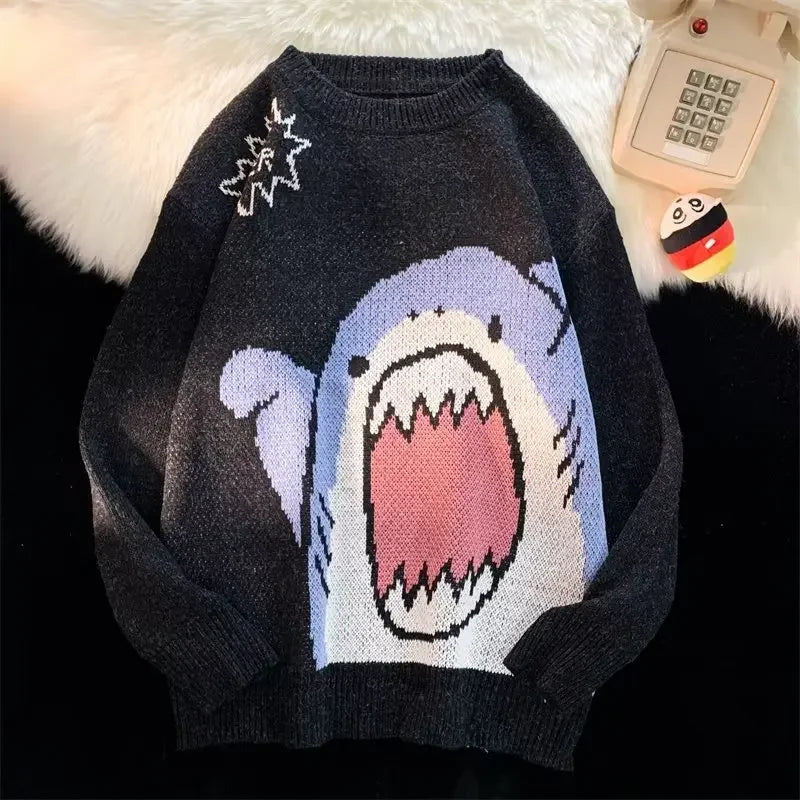 WW | Winterpullover mit Cartoon-Hai-Design für Paare