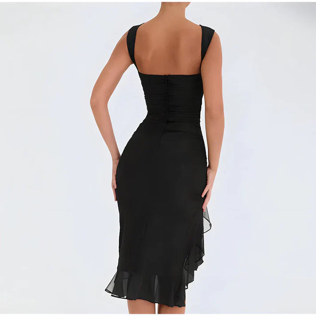 WW - Elegantes Bodycon-Kleid mit Rüschen