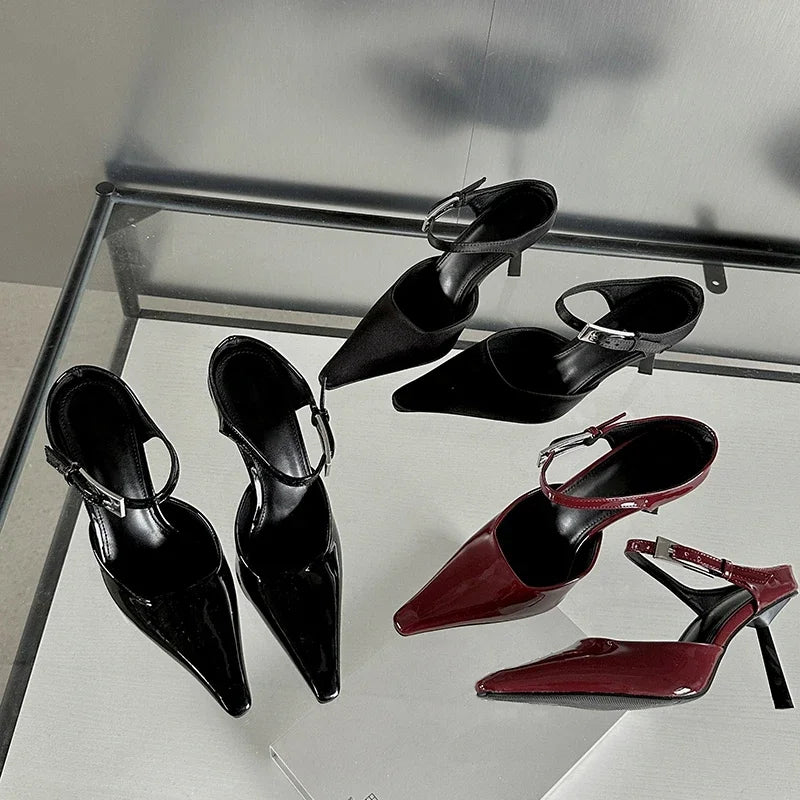 WW | Eilyken Neu Design Hochhackige Damen Pumps Riemen Mules Schleifen Sexy Spitz Zehen Hochzeit Bankett Damenschuhe