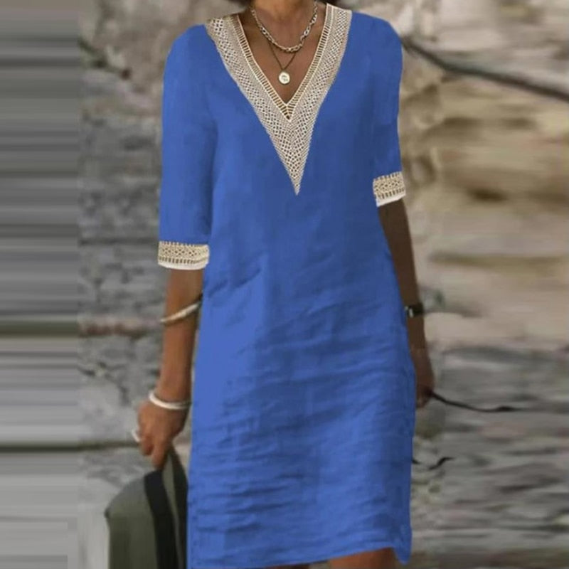 WW | Stilvolles Leinen Sommerkleid für Frauen