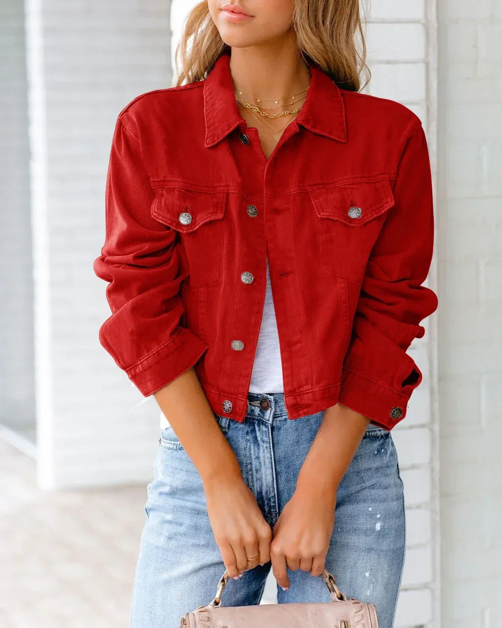 WW | Kurze Taschenjacke Mode Streetwear Einfache Knopf Trend Frauen Denim Jacken Lange Ärmel Herbst Neu Denim Denim Jacken