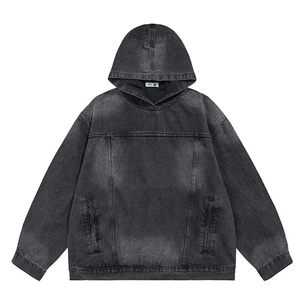 WW | Washed-Denim-Jacke mit Kapuze