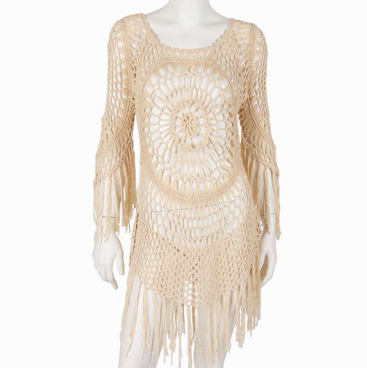 WW | Cover Up Boho-Stil Langarm Bikini-Cover Up Strand-Outfits