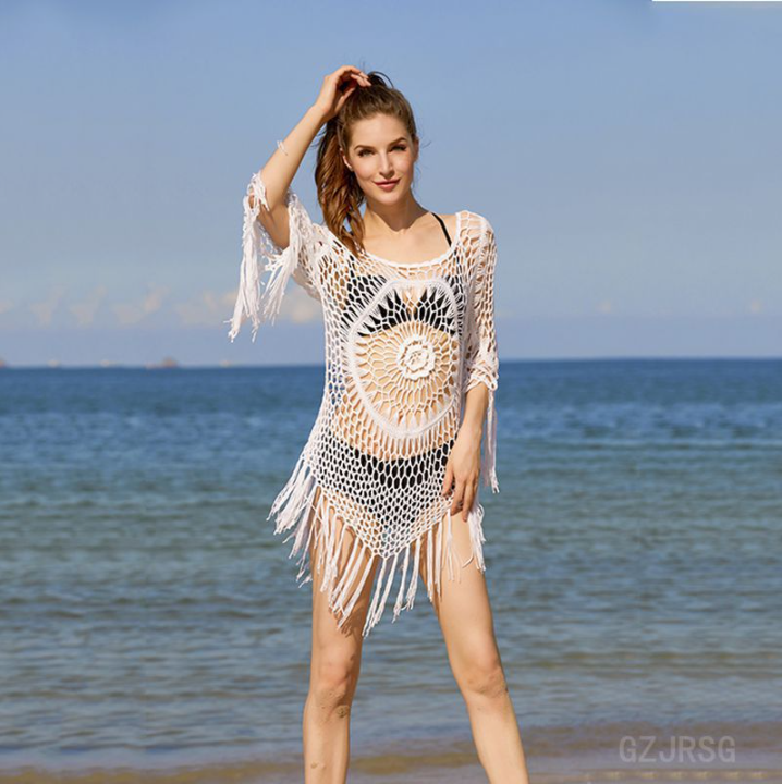 WW | Cover Up Boho-Stil Langarm Bikini-Cover Up Strand-Outfits
