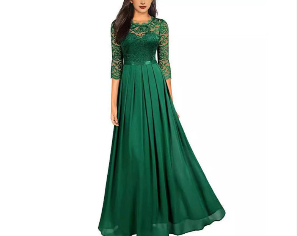 WW | Elegantes Maxi Kleid Mit Spitze Und Chiffon Für Damen