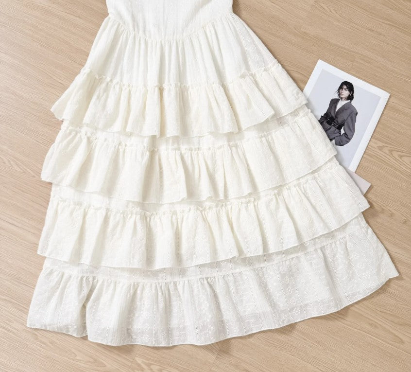 WW | Elegantes Ärmelloses Rüschentorte Kleid