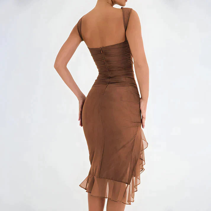 WW - Elegantes Bodycon-Kleid mit Rüschen
