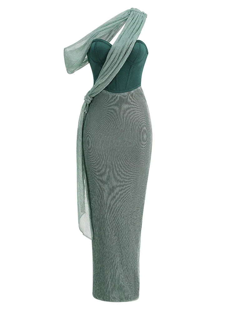 WW | Glitzer Rückenfrei Abend Maxi Kleid