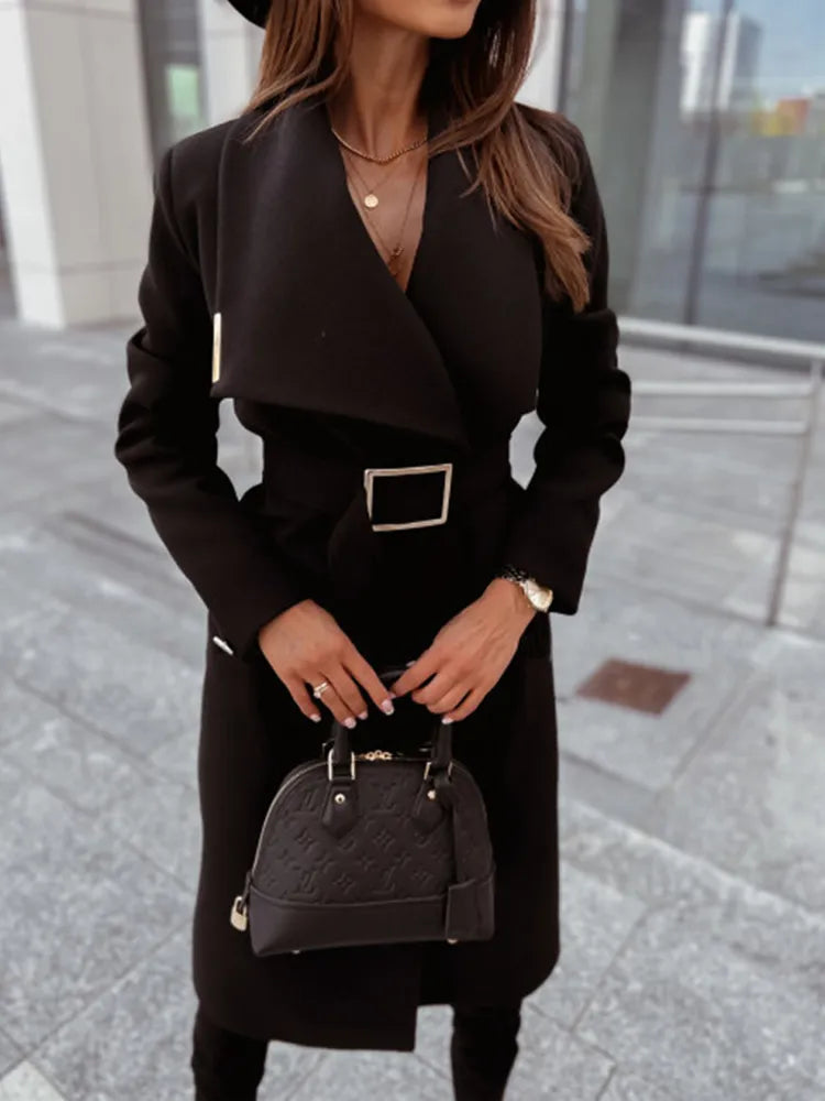 WW | for Women - Long and Tailored - Wide Collar - Fabric Belt with Buckle