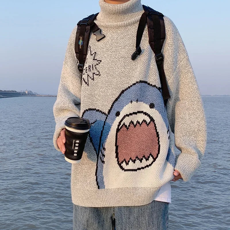 WW | Winterpullover mit Cartoon-Hai-Design für Paare