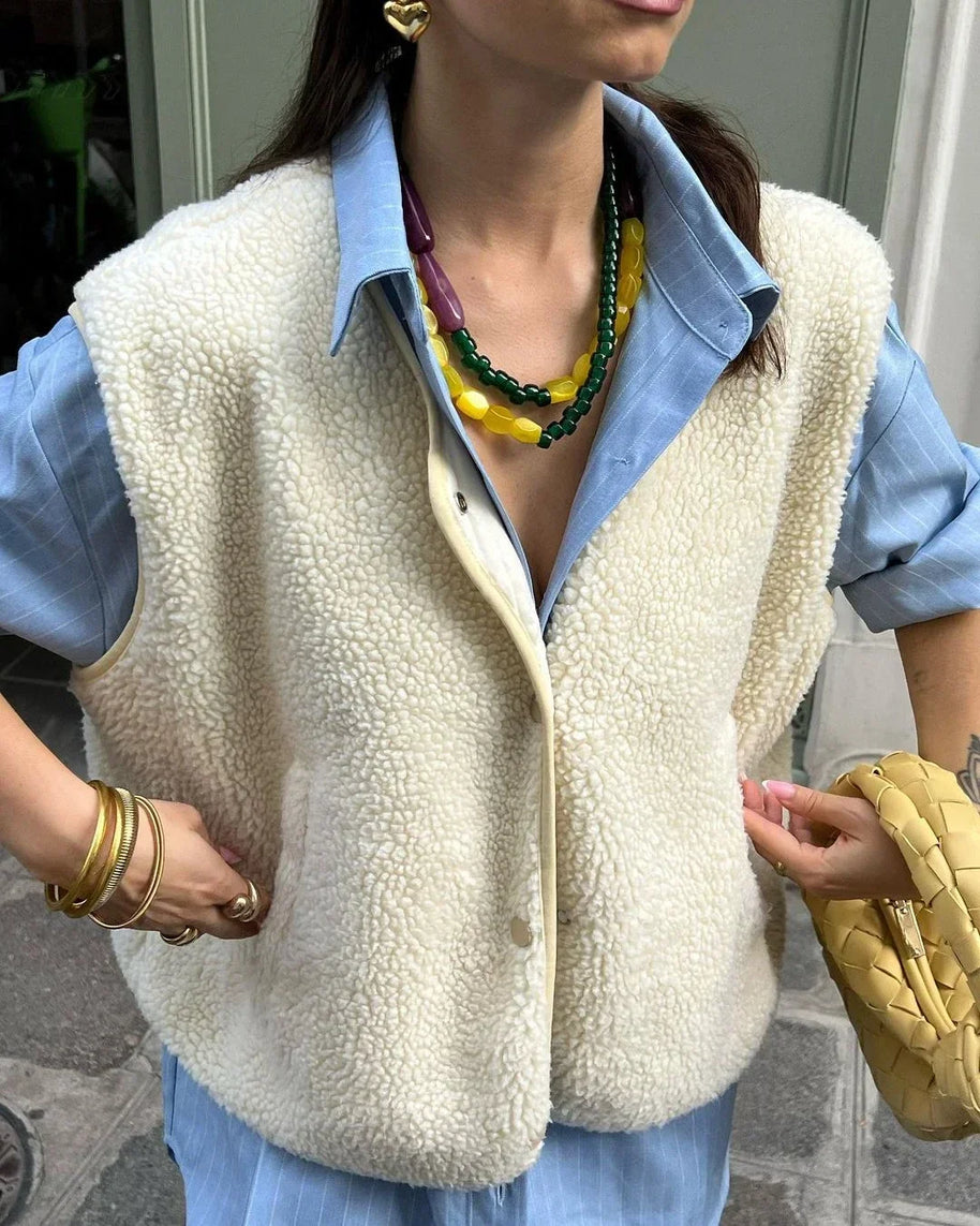 WW | Warme, Kuschelige Weste Mit V-ausschnitt Für Herbst Und Frühling