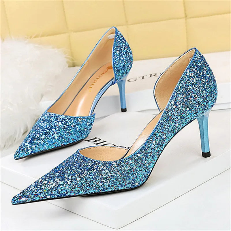 WW | Glitzernder, Spitzer Stiletto Absatz
