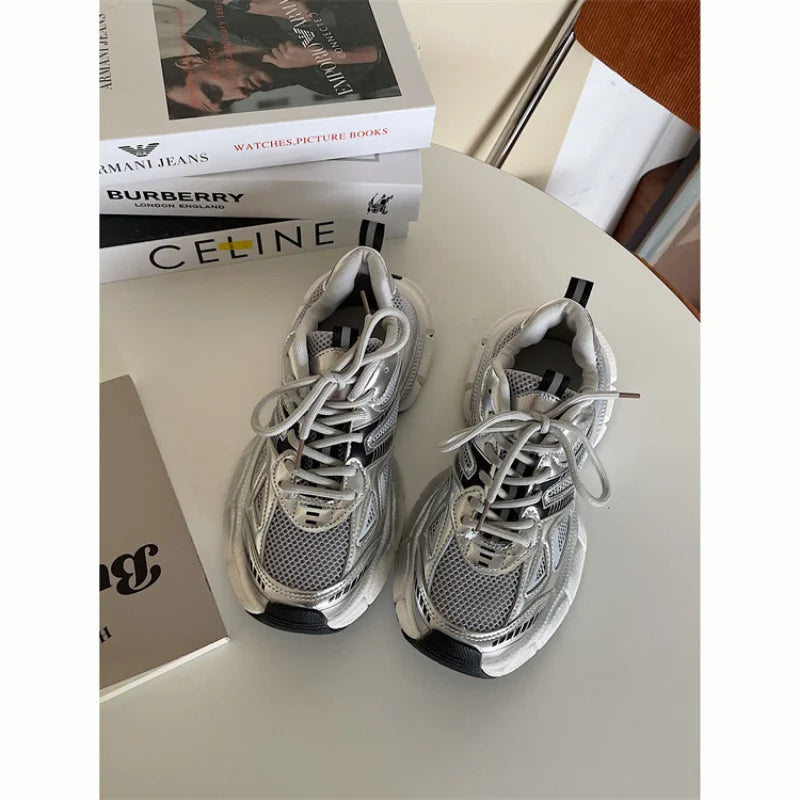 WW | Chunky Mesh Sneaker Damen Bequeme & Sportliche Schuhe Mit Trendiger Sohle, Grau