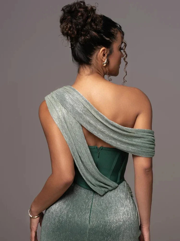 WW | Glitzer Rückenfrei Abend Maxi Kleid
