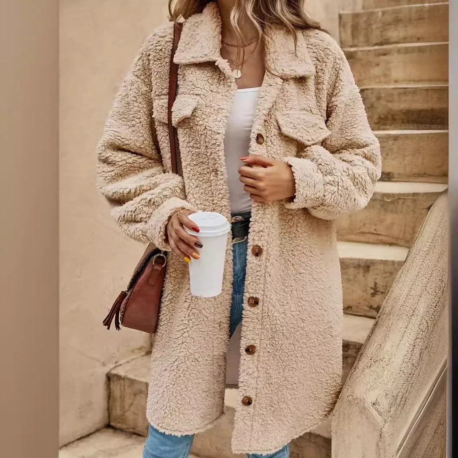 WW | Teddyjacke - bequeme lange Damenjacke