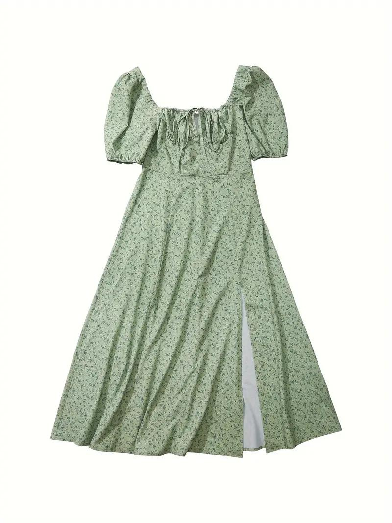 WW | Blumendruck Puffärmel Sommerkleid Maxikleid