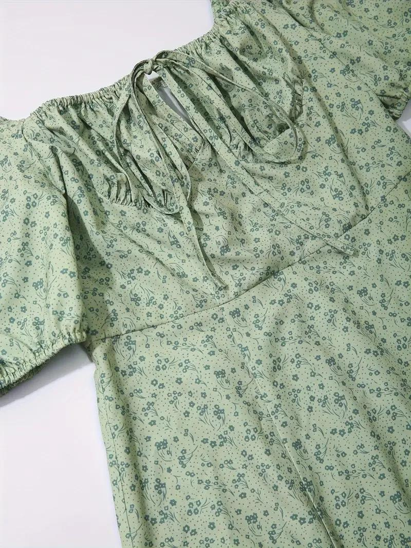 WW | Blumendruck Puffärmel Sommerkleid Maxikleid