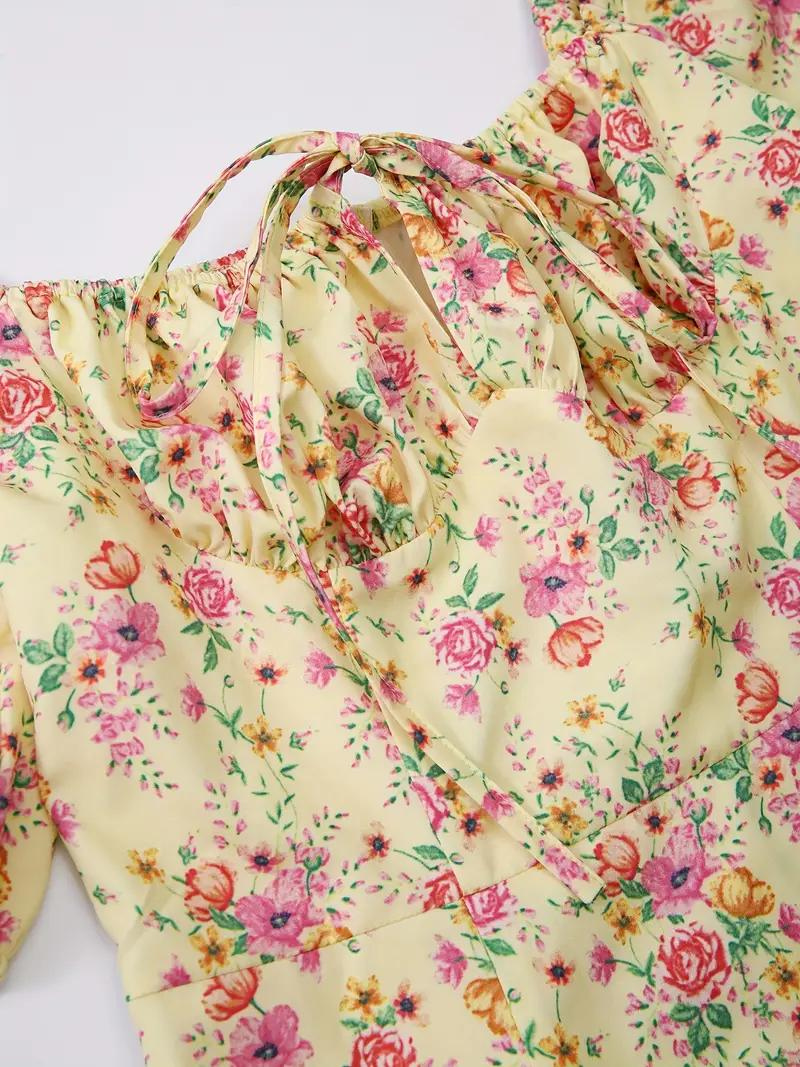 WW | Blumendruck Puffärmel Sommerkleid Maxikleid