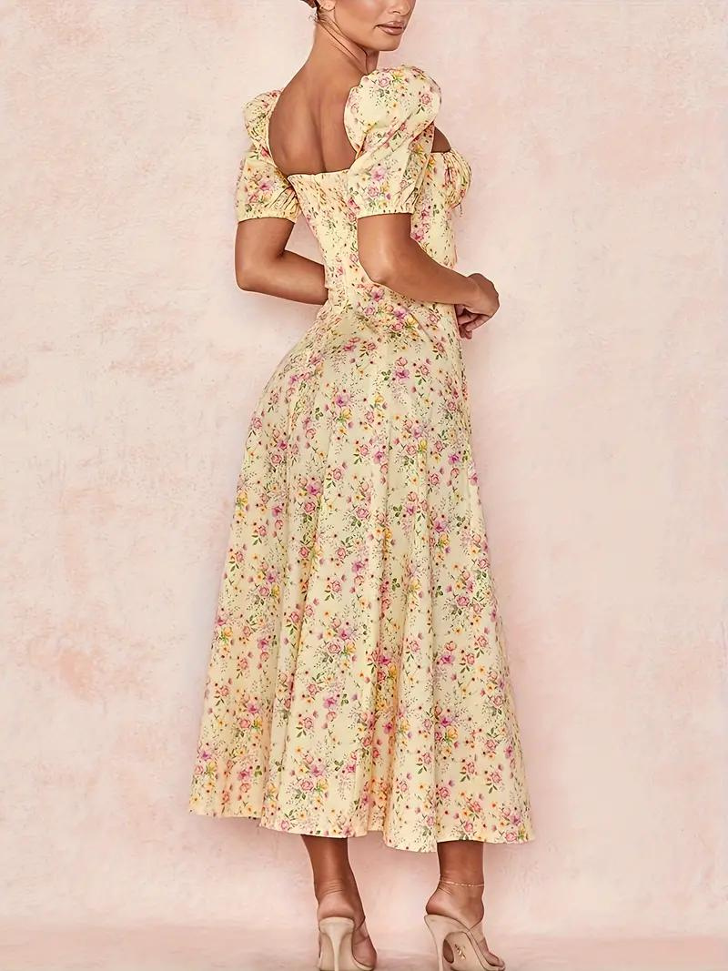 WW | Blumendruck Puffärmel Sommerkleid Maxikleid