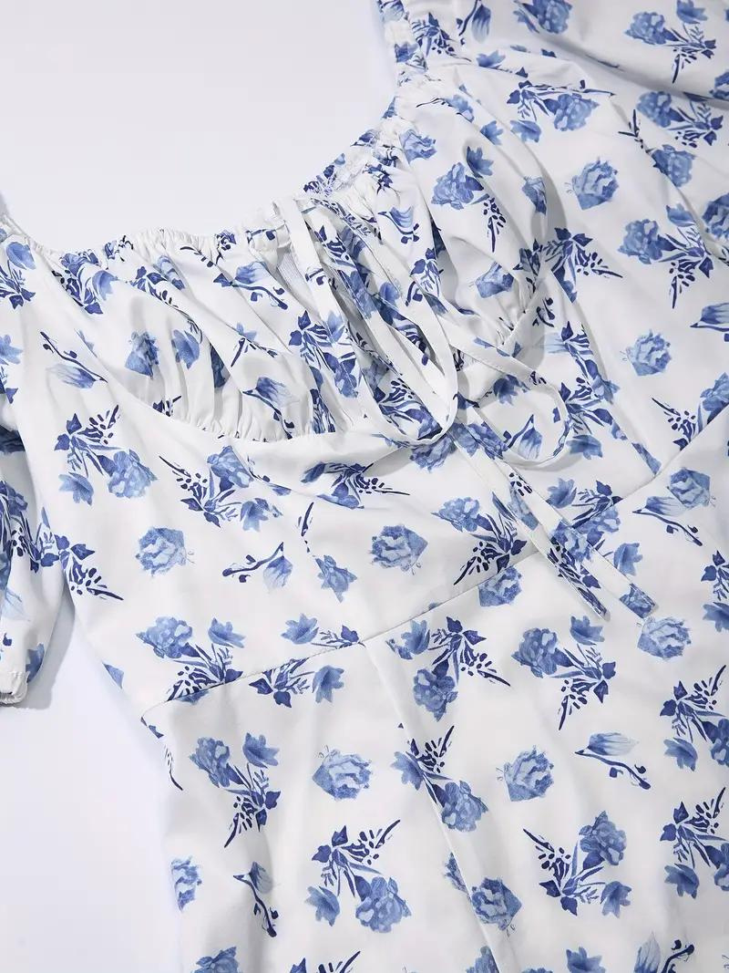 WW | Blumendruck Puffärmel Sommerkleid Maxikleid