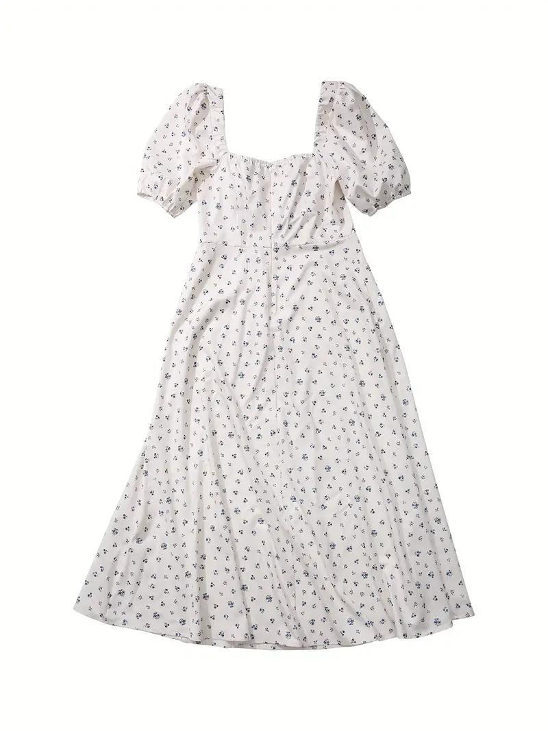 WW | Blumendruck Puffärmel Sommerkleid Maxikleid
