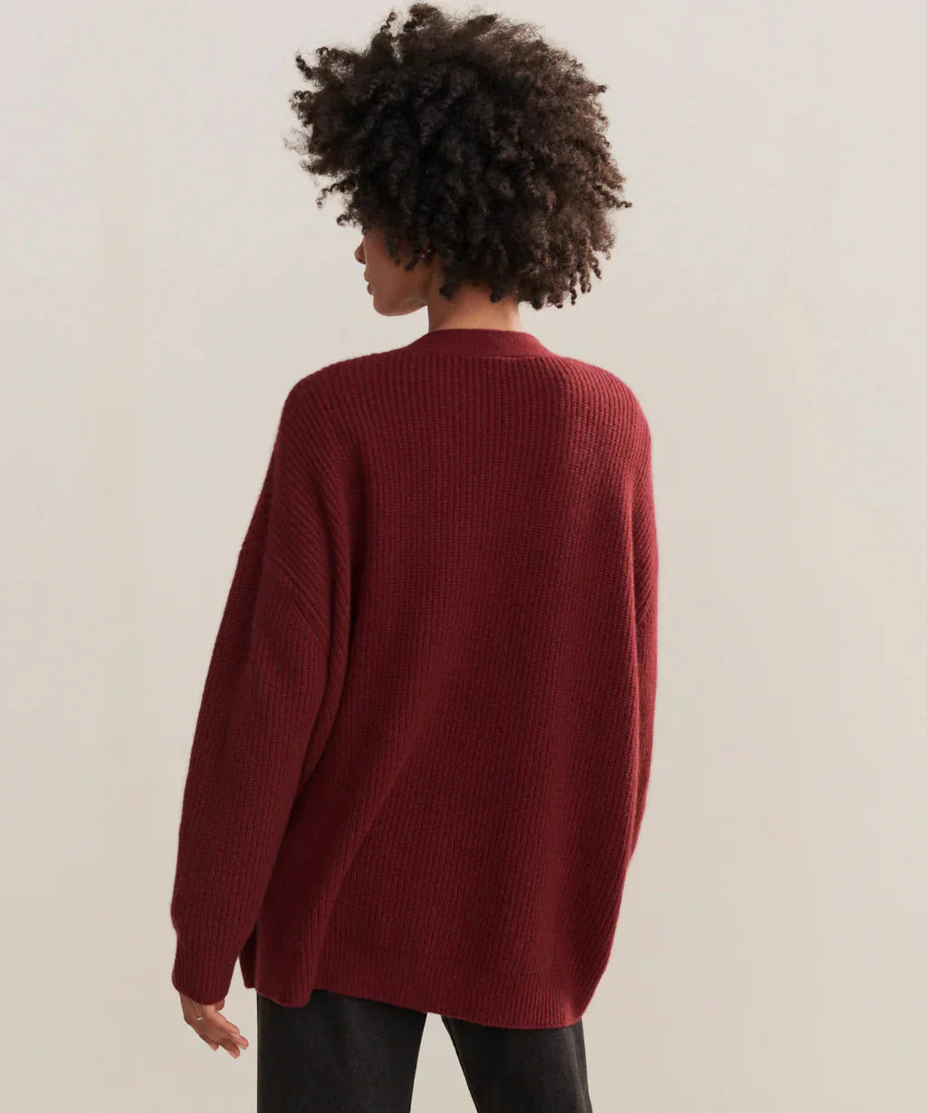 WW | Übergroße Strickjacke Damen Strickjacke aus Kaschmir mit V Ausschnitt und Knöpfen