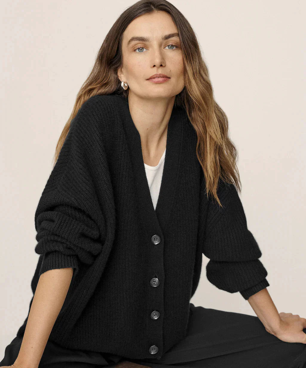 WW | Übergroße Strickjacke Damen Strickjacke aus Kaschmir mit V Ausschnitt und Knöpfen