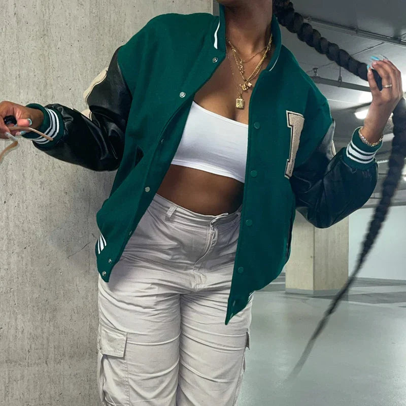 WW | Varsity Streetwear Bomberjacke mit bestickten Patches