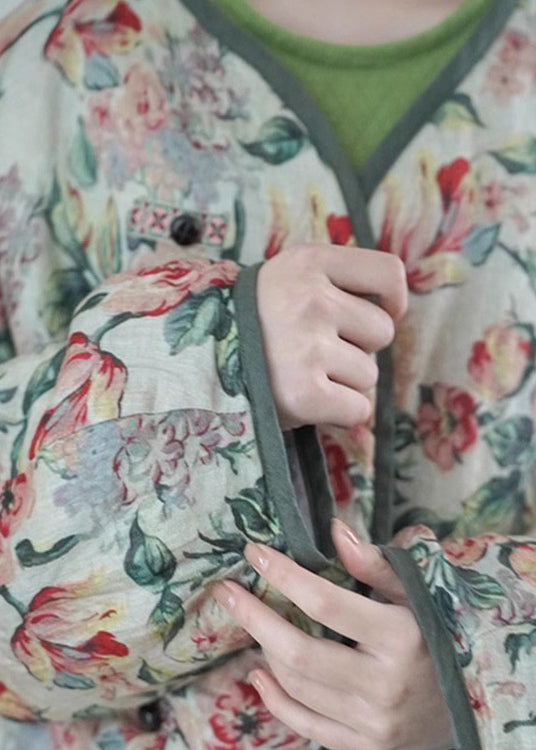 WW | Beiger Oversized Print Feine Baumwollgefüllte Damen Wintermäntel
