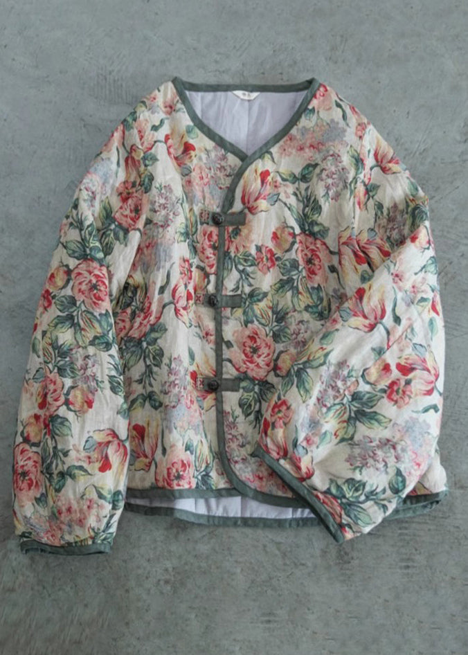 WW | Beiger Oversized Print Feine Baumwollgefüllte Damen Wintermäntel