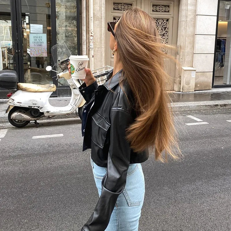 WW | Lederjacke mit Kapuze