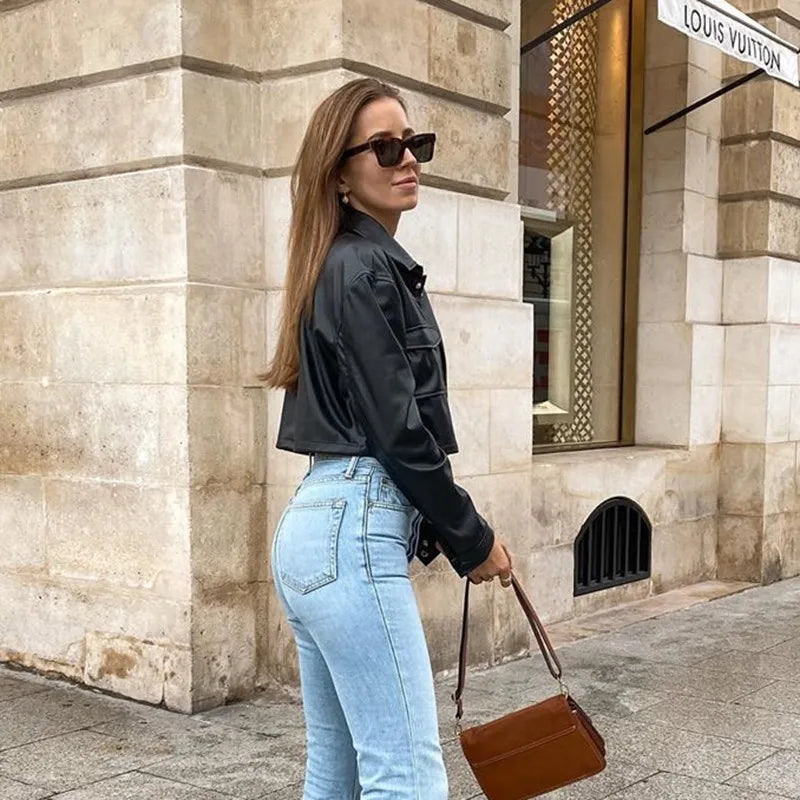 WW | Lederjacke mit Kapuze