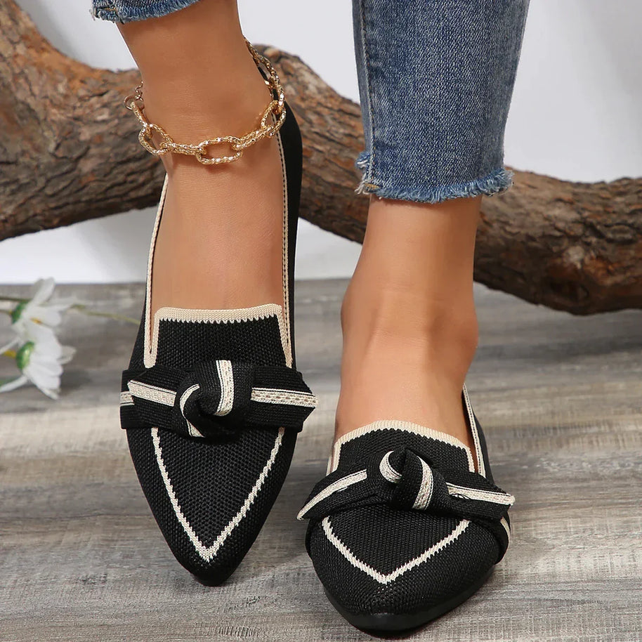 WW | Schicke Flache Schuhe mit Spitze und Schleifendetail