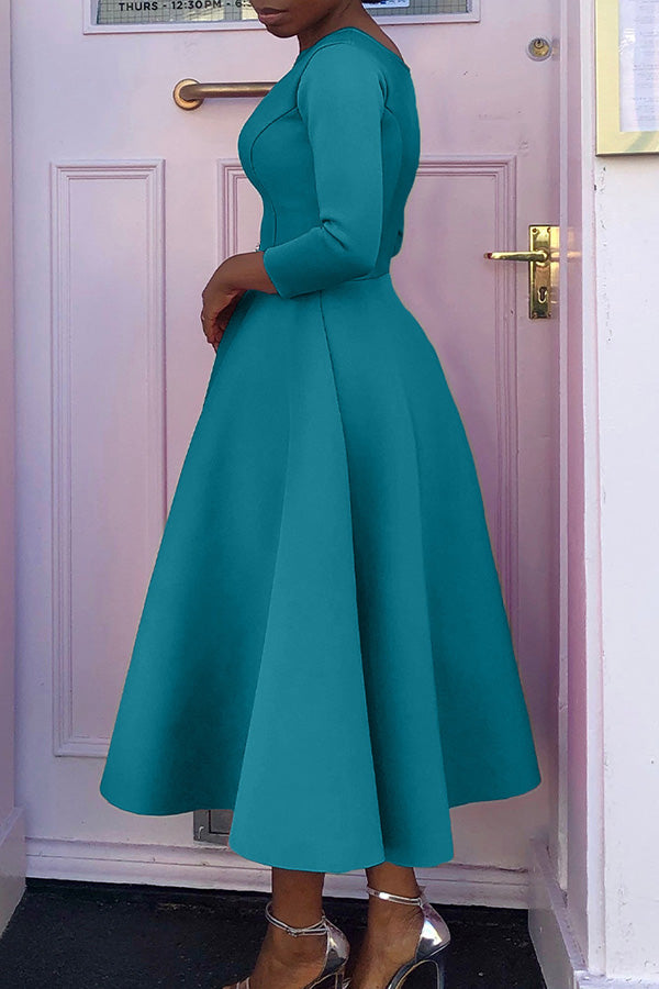 3/4-Ärmel Swing-Kleid