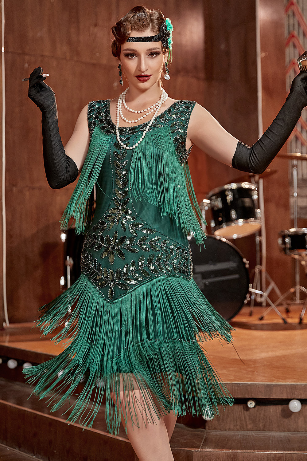 WW | Charleston Pailletten Hapsut Kleid